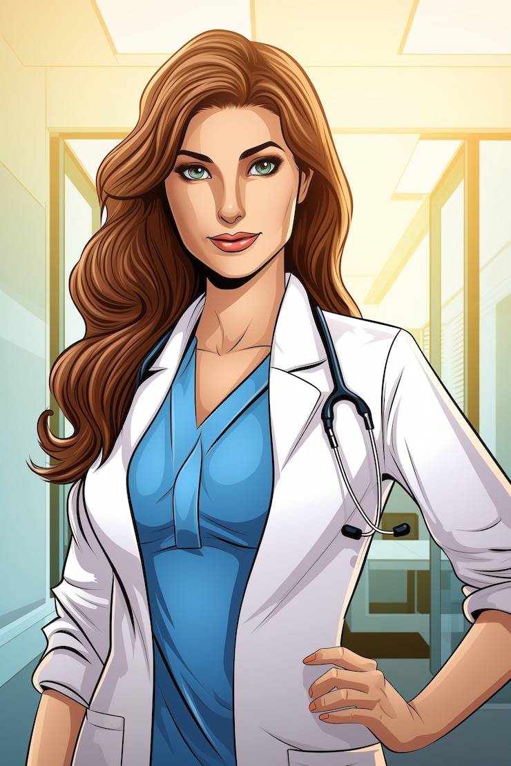 Photo gratuit scène de style de vie de bande dessinée avec le docteur