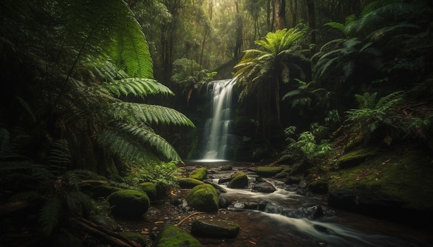 Photo gratuite scène tranquille d'eau qui coule dans la forêt générée par l'ia