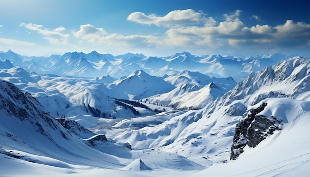 Photo gratuite scène tranquille sur le sommet d'une montagne majestueuse beauté gelée dans la nature générée par l'ia