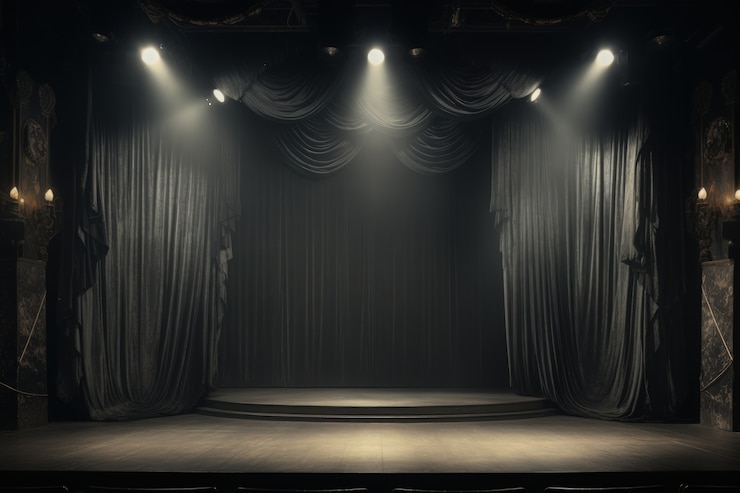 Photo gratuit scènes de la journée mondiale du théâtre rétro avec rideaux et scène