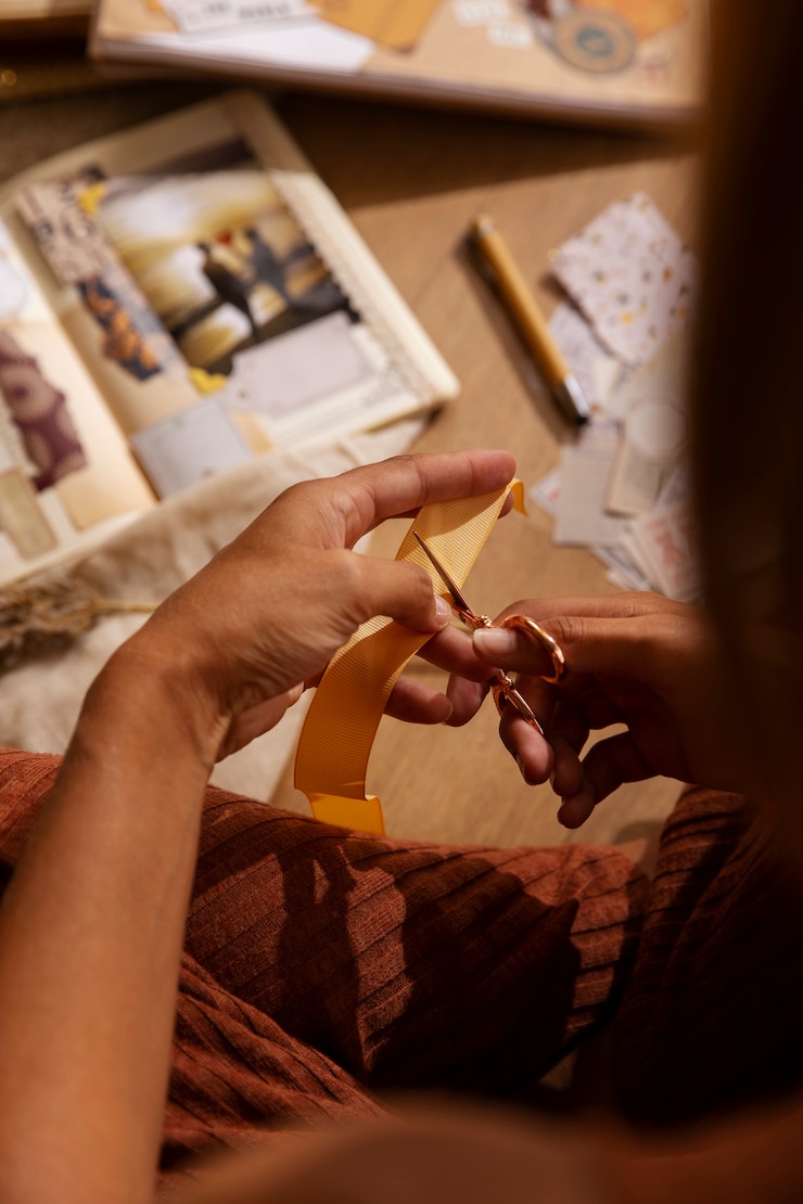 Photo gratuit scrapbooking personne à la maison