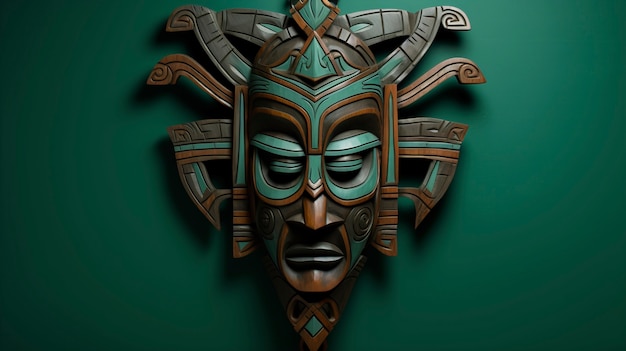 Photo gratuite sculpture de masque décorative en bois fabriquée à la main