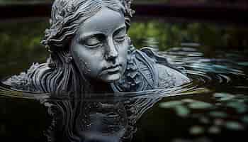 Photo gratuite sculpture de nature humide d'une femme méditant l'ia générative