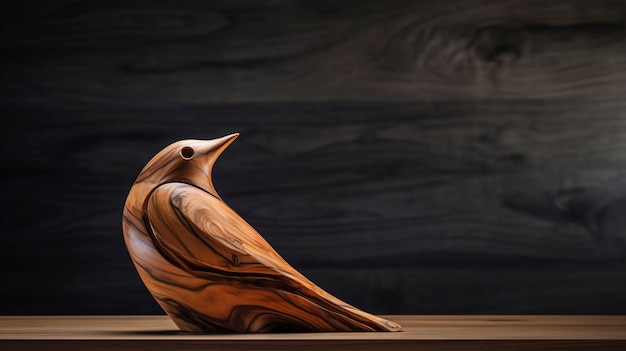 Photo gratuite sculpture d'oiseau décorative en bois faite à la main