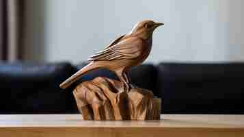 Photo gratuite sculpture d'oiseau décorative en bois faite à la main