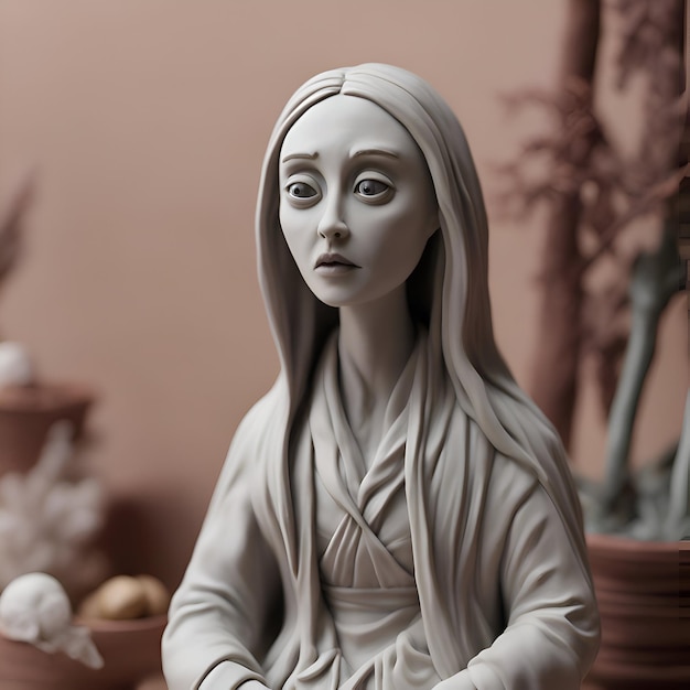 Photo gratuite sculpture de la vierge marie dans un atelier de poterie