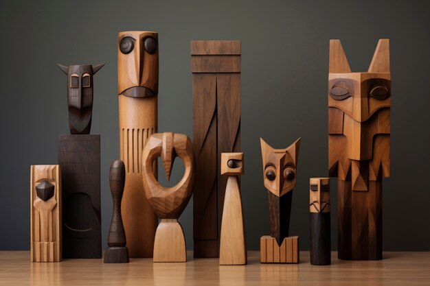 Sculptures décoratives en bois fabriquées à la main