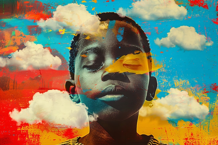 Photo gratuit la sensibilisation à la journée de l'autisme avec un portrait coloré