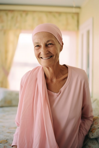 Photo gratuite la sensibilisation à la journée mondiale du cancer avec le patient.