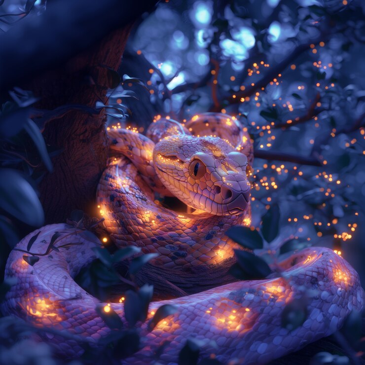 Photo gratuit serpent de dessin animé en 3d dans la nature