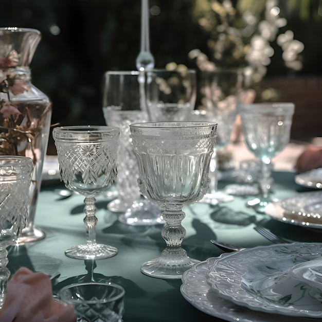 Photo gratuite set de table pour une fête ou une réception de mariage dans le jardin