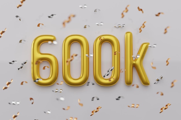 Signe doré 600k et ballons brillants pour les amis et les abonnés des réseaux sociaux