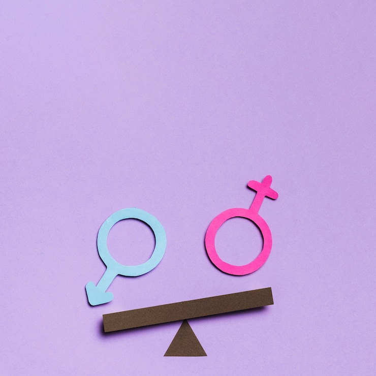 Photo gratuit signes de genre féminin et masculin sur une balançoire
