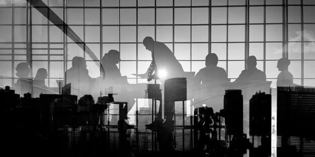 Silhouette Business People Discussion réunion Cityscape Concept de l'équipe