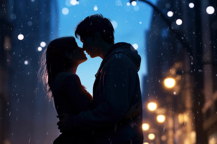 Photo gratuit la silhouette d'un couple amoureux affectueux
