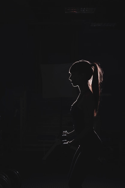 Silhouette, femme, gymnase