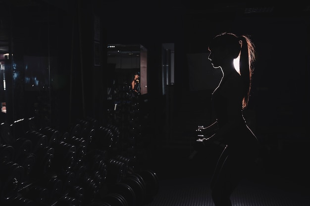 Silhouette, femme, gymnase