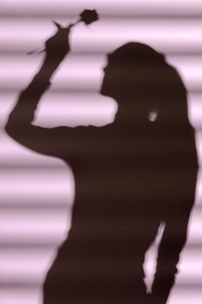 Silhouette de femme à la maison avec des ombres de fenêtre