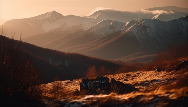 Silhouette d'un sommet de montagne de randonnée généré par l'IA