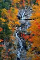 Photo gratuite silver cascade falls avec feuillage d'automne dans la région de la nouvelle-angleterre.