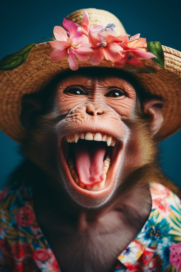 Photo gratuit singe drôle portant un chapeau