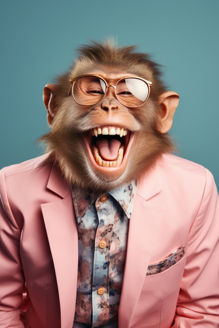 Photo gratuit singe drôle avec des vêtements en studio