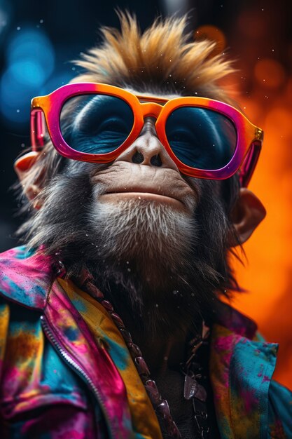 Un singe joyeux avec des lunettes