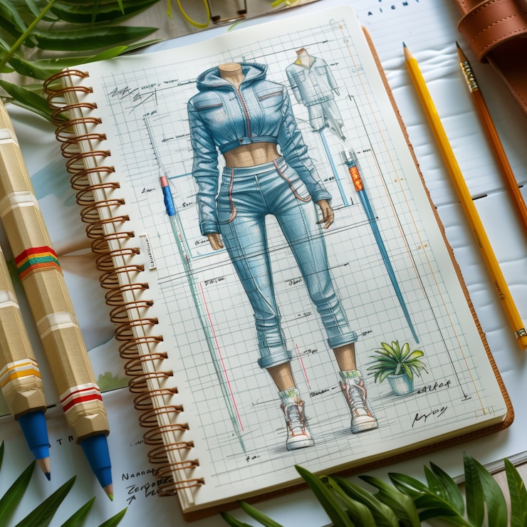 Photo gratuit sketch de conception de mode de style artistique numérique sur papier