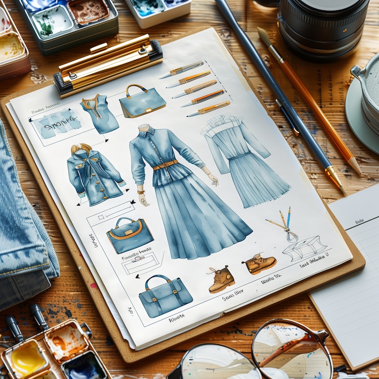Photo gratuit sketch de conception de mode de style artistique numérique sur papier