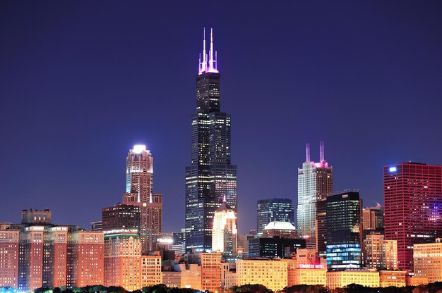 skyline de Chicago au crépuscule