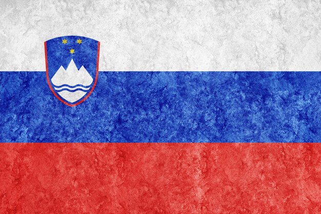 Slovénie drapeau métallique, drapeau texturé, drapeau grunge
