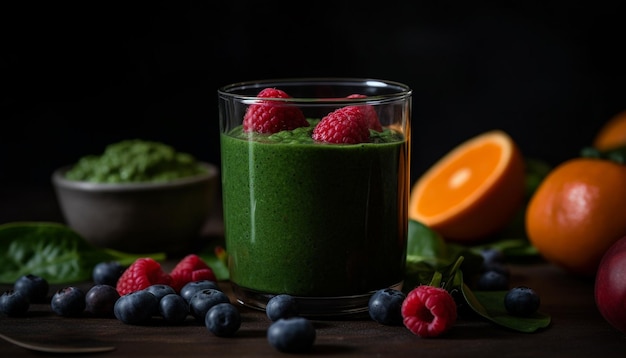 Photo gratuite smoothie d'été sain avec des baies fraîches et du yaourt généré par l'ia