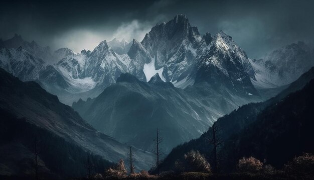 Sommet de montagne majestueux dans un paysage sauvage paisible généré par l'IA