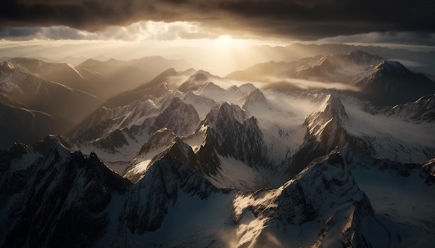 Photo gratuite sommet de montagne majestueux givré dans la neige d'hiver générée par l'ia