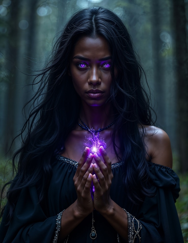 Photo gratuit une sorcière aux pouvoirs magiques.