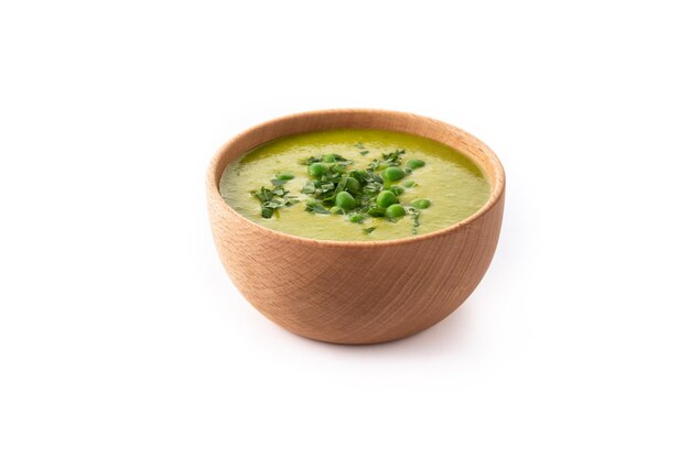 Soupe aux pois verts dans un bol