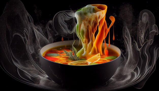 Soupe de légumes saine cuite avec des ingrédients frais générés par l'IA