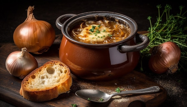 Photo gratuite soupe végétarienne saine cuite avec des légumes frais générés par l'ia