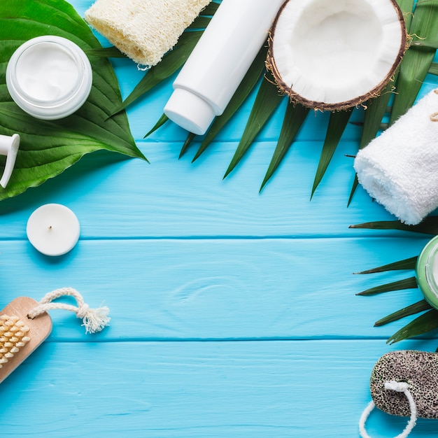 Spa nature morte avec des produits de beauté