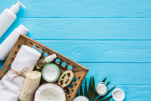 Spa nature morte avec des produits de beauté