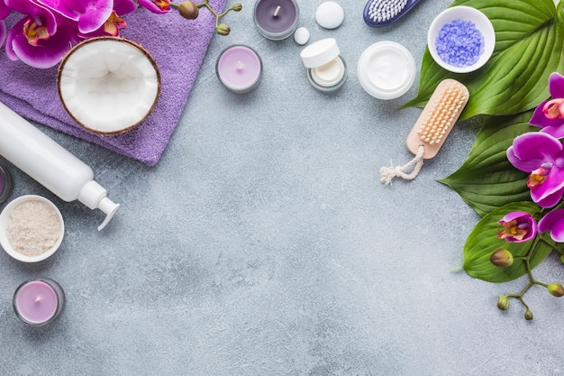 Spa nature morte avec des produits de beauté