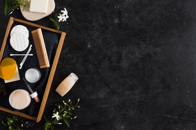 Spa nature morte avec des produits de beauté