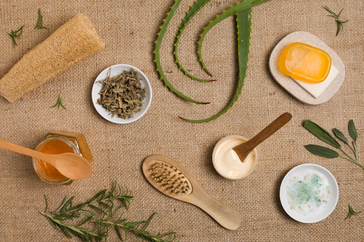 Photo gratuit spa nature morte avec des produits de beauté