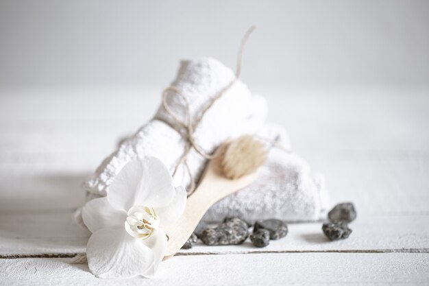 Spa nature morte avec des produits de soins corporels. Concept de santé et de beauté.