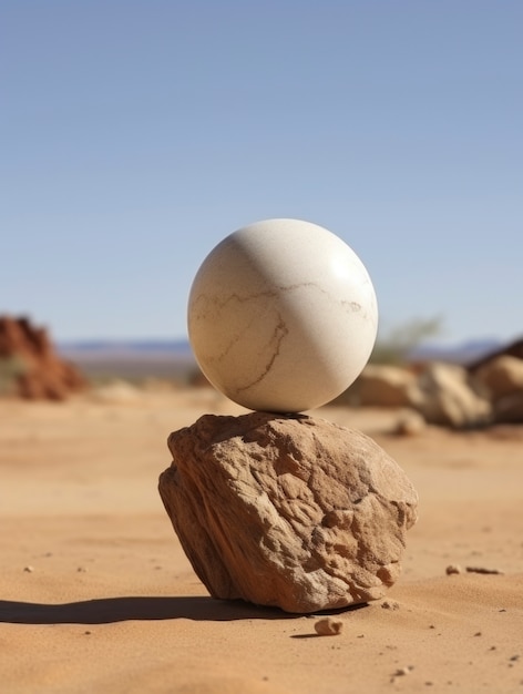 Sphère 3d créative abstraite avec paysage désertique