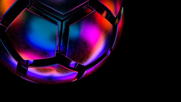Sphère hexagonale aux couleurs vives au néon irisé. illustration 3d.