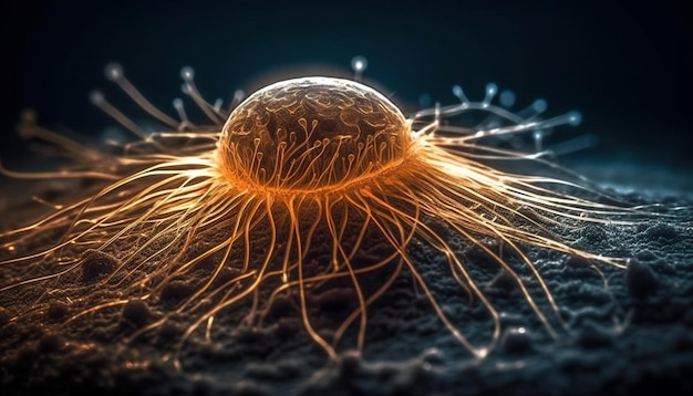Photo gratuite la spirale grossie d'une cellule cancéreuse affecte l'anatomie générée par l'ia
