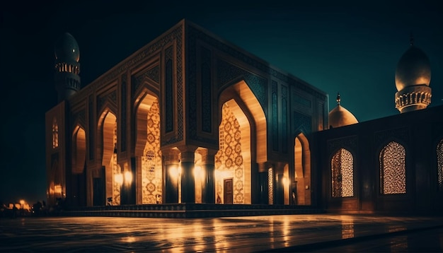 La spiritualité illuminée dans la majestueuse architecture islamique ancienne générée par l'IA