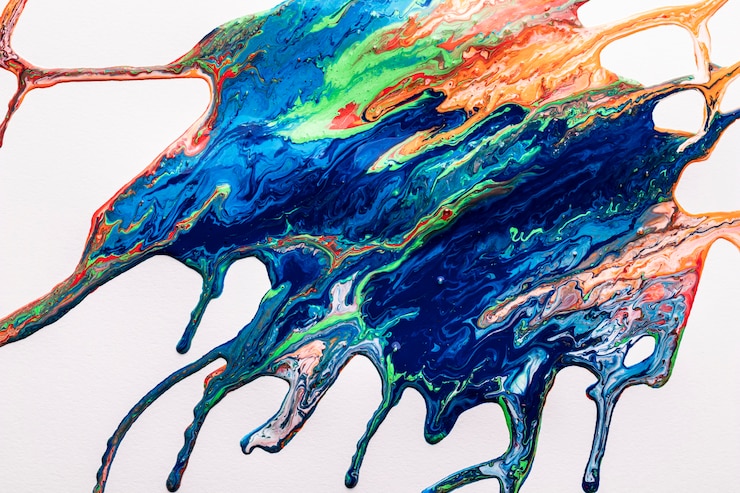 Photo gratuit splash coloré d'art contemporain acrylique