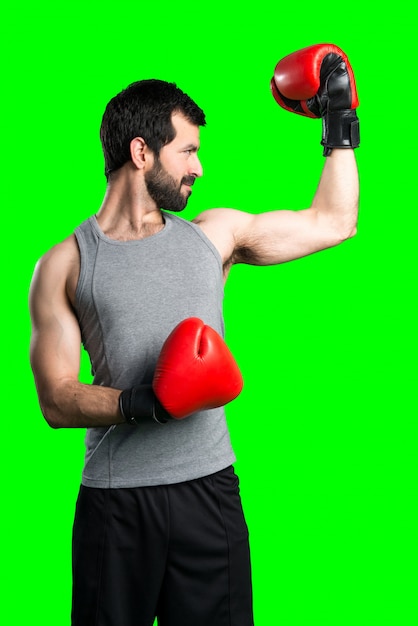 Sportman Avec Des Gants De Boxe